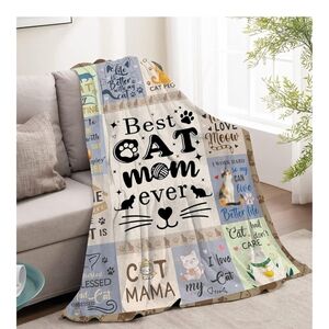 Cat Mom Blanket with Fun Quotes